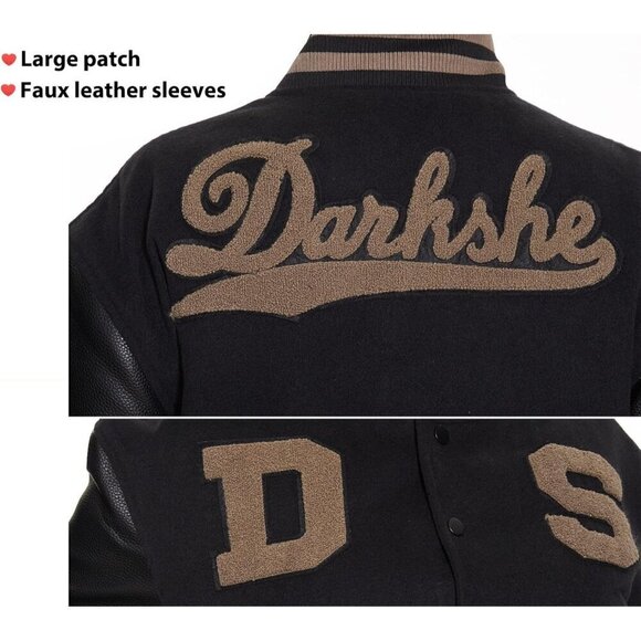 DARKSHE Women's Faux Leather Black Jacket Coat with Long Sleeve - Picture 5 of 7